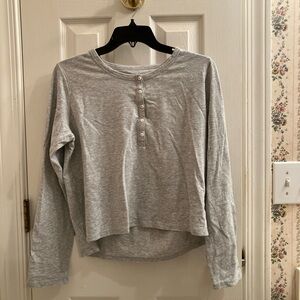 Aerie Heather Gray Long Sleeve Henley Top